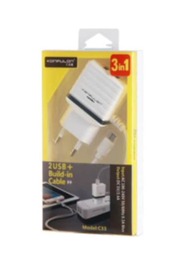 C33 Hızlı Şarj Cihazı 3in1 Dahili Micro Usb Kablolu