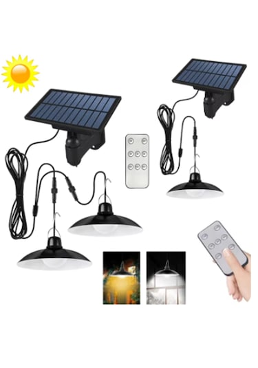 Güneş Enerjili Su Geçirmez 2 Ampullu Sarkıt Bahçe- Çardak Aydınla