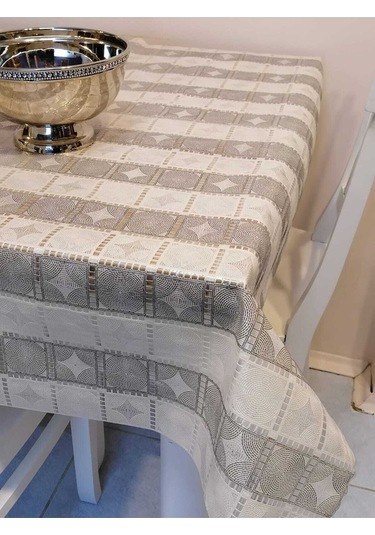 Desenli Silinebilir Masa Örtüsü Gri