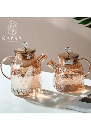 Kabartmalı Borosilikat Cam Demlik 1000ml Royaleks-cm-2006 Asorti