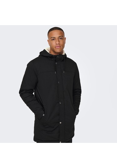 Only&sons Alexander Life Erkek Siyah Kapüşonlu Mont Siyah