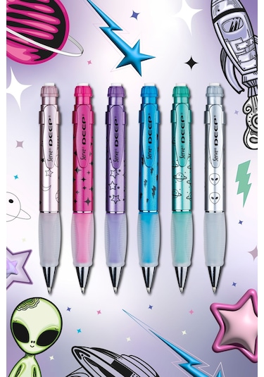 Serve Deep Uçlu Kalem Uzay Serisi - 6'lı Set Çok Renkli