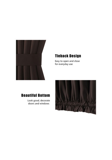 Vkemall 2 Adet Kahverengi Gölgeli Perde Seti - 63x182cm, Üç Katlı Örgü, Isı Ve Gürültü Yalıtımı, Makine Yıkama Uygun, Ayna Kordonlu Kahverengi