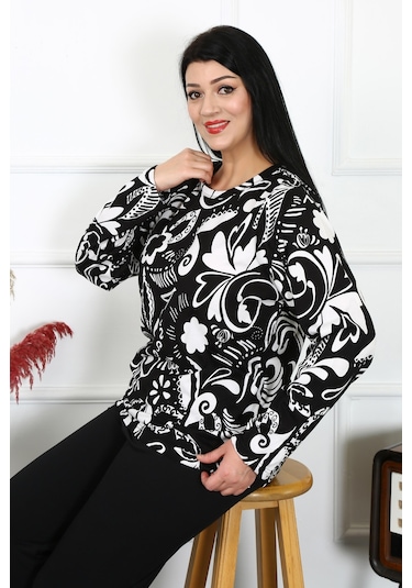 Akbeniz Kadın Büyük Beden Penye Uzun Kol Pijama Takım 202217 Siyah Akbeniz Kadın Büyük Beden Penye Uzun Kol Pijama Takım 202217 Siyah