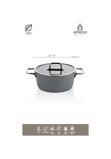 Amboss Sera Nova 7 Parça Seramik Tencere Tava Seti Gri