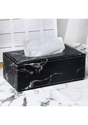 Youmex Lüks Mermer Desenli Deri Havlu Kutusu - Büyük Boy Kare, Ev/hotel/restoran Dekorasyonu, Kaliteli Ve Şık Tasarım
