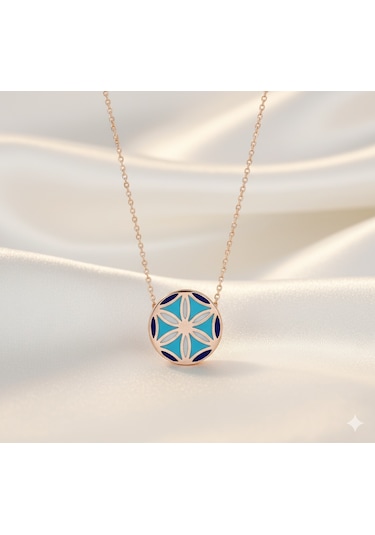 Ariş Yaşam Çiçeği Altın Mineli Kolye