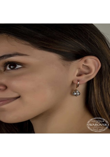 Swarovski Crystal Taşlı Gümüş Yeşil Taşlı Damla Sallantılı Kadın Küpe