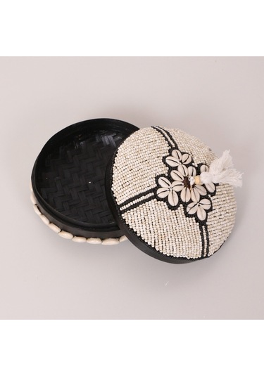 Bali Boncuklu Bambu Saklama Kutusu L 20x12 Cm