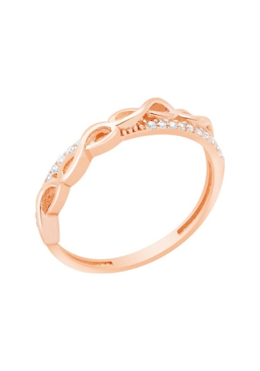 Diamond Line - Gülaylar - Pembe Altın 14 Ayar Sonsuzluk Yüzük