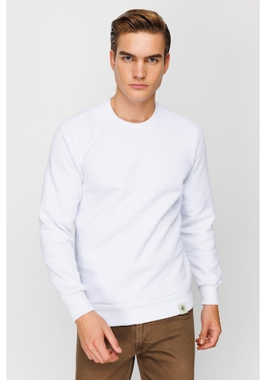 Igs İgs Erkek Beyaz Standart Bisiklet Yaka Sweatshirt Beyaz