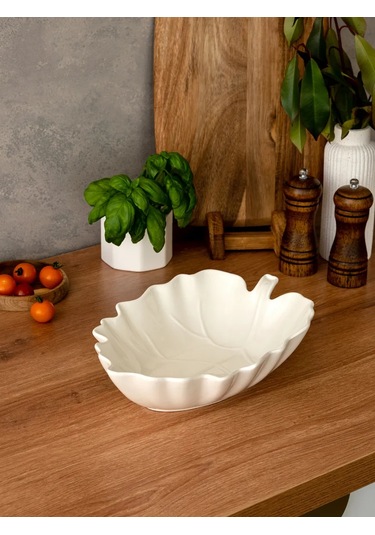 Korall Beyaz Salata Kasesi "yaprak" Porselen 29 Cm 417739280 Beyaz