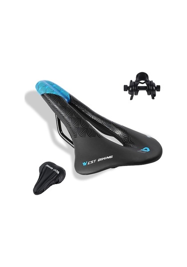 Süper Konforlu Bisiklet Saddle Seti, Pu Malzeme, Havalandırmalı, Yağmurluklu, Kara-mavi Renginde, Yol Bisikletleri İçin Çok Renkli Çok Renkli