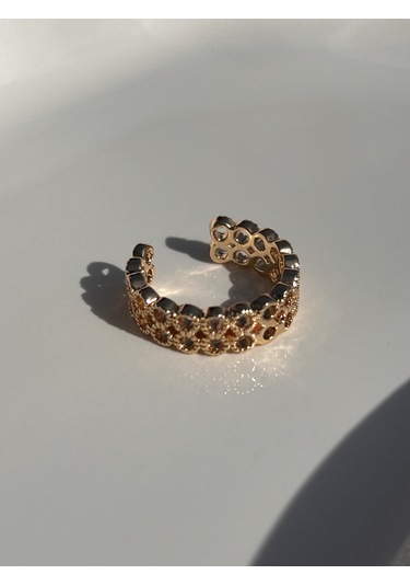 Çelik Kararmaz Kadın Sıkıştırmalı Gold Hasır Kıkırdak Küpe