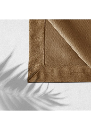 Kadife Dokulu Masa Örtüsü Camel Rengi-642