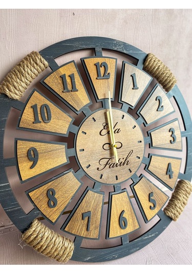 Lavinta54 Kişiye Özel Ahşap Duvar saati 50 cm Ahşap