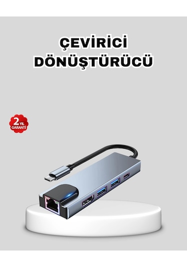 Type-c Çoklu Dönüştürücü - Alüminyum Gövde, Hızlı Veri Aktarımı Ve Şarj Desteği