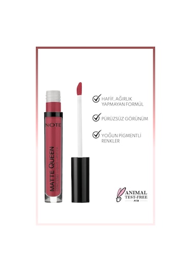 Note Cosmetique Matte Queen Lipstick Kalıcı Mat Likit Ruj - 21 Pink Bliss - Kırmızı