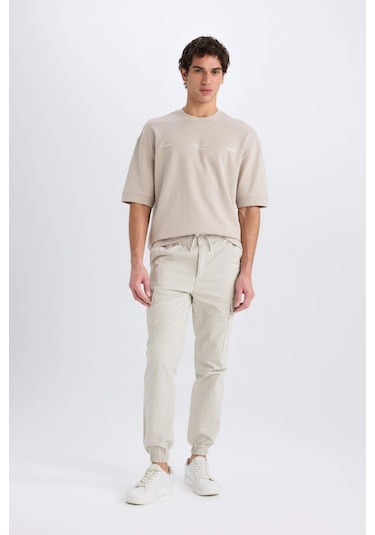 DeFacto Regular Gabardin Jogger Pantolon Kargo Cepli Beli Paçası Lastikli C9163AX25SPBG766