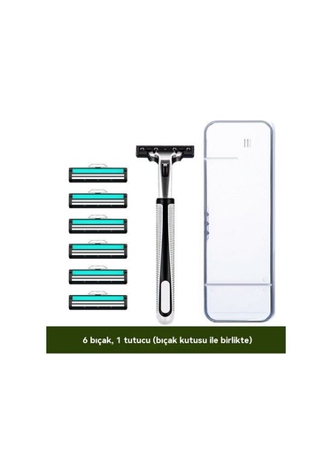 Bıçak Tıraş Makinesi Tıraş Makinesi Paslanmaz Çelik Manuel Kafa Erkek Vintage Sakal Bıçağı Sakal Bıçağı Sakal Bıçağı Elektrikli Değiştirme 6 Bıçak 1 Bıçak Sapı Bıçak Kutusu