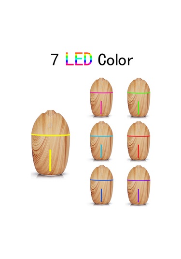 Springsun Mini Usb Hava Nemlendirici, 7 Renkli Işık, 200ml Tank, Otomatik Kapanma, Masaüstü-araç-ofis, Hafif Ahşap Desenli