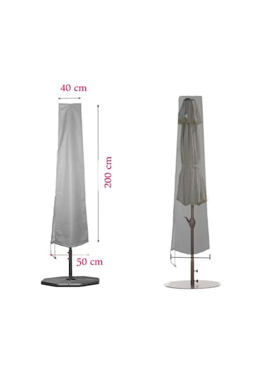 Nappe Gri Su Geçirmez Bahçe Şemsiye Koruma Örtüsü Plaj Çadırı Toz Yağmur Kir Önleyici Şemsiye Kılıfı