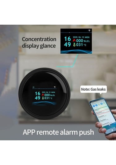 Novahub Akıllı Gaz Alarmı - Wifi Tuya Uyumlu, Lcd Ekranlı, Mutfak/banyo/depo İçin Doğalgaz Ve Lpg Dedektörü Siyah, Küçük Boyutlu Siyah