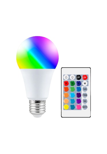 Buffer 9w Uzaktan Kumandalı 15 Farklı Renk Seçenekli Led Ampul Renkli