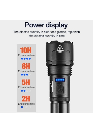 Novahub Güçlü Xhp50 Torch Led El Feneri, N11.758 Siyah Siyah