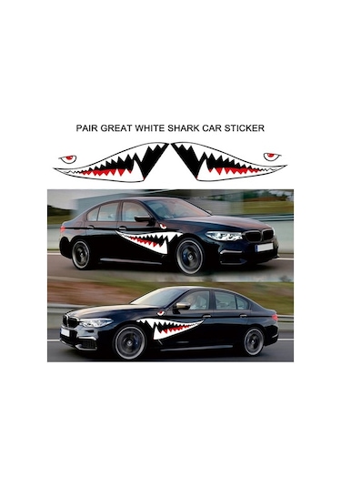Novahub Çift Büyük Beyaz Köpekbalığı Yansıtıcı Araba Çıkartmaları Aksesuarlar