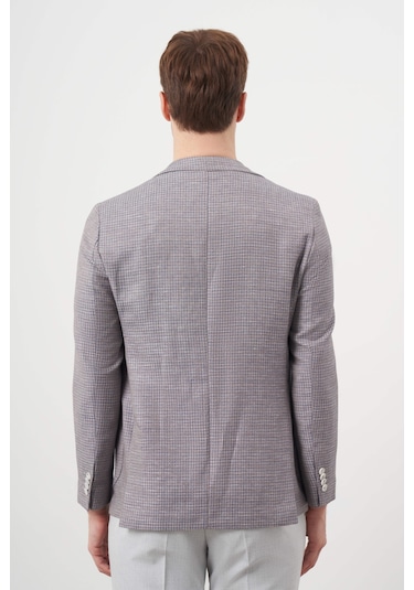 Erkek Lacivert Dokuma Slim Fit Torba Cep Mono Yaka Spor Ceket 24ys002002200 Lacivert