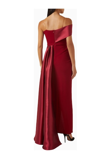 Ac By Aanchal Chanda Embellished Off - Shoulder Scuba Kristal Işlemeli Kadın Elbise Kırmızı
