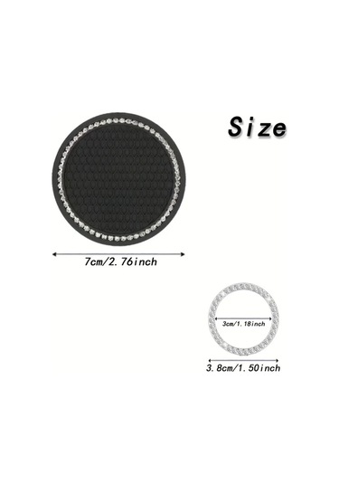 Sunshine011 2 Adet Araç Elmas Tabanlı Paspas + 2 Adet Tek Tuşla Start Dekor Halkası Pembe Pembe