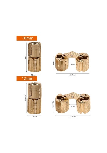 Görünmez Gizli Pirinç Mücevher Kutusu Menteşeleri, Altın, 12mm, ,