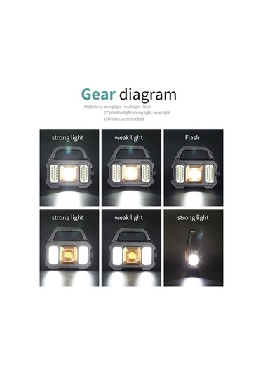 Opulentliving 500 Lümen Güneş Enerjili Taşınabilir Fener, 6 Modlu, Su Geçirmez, Altın, Kamp Acil Durum Altın