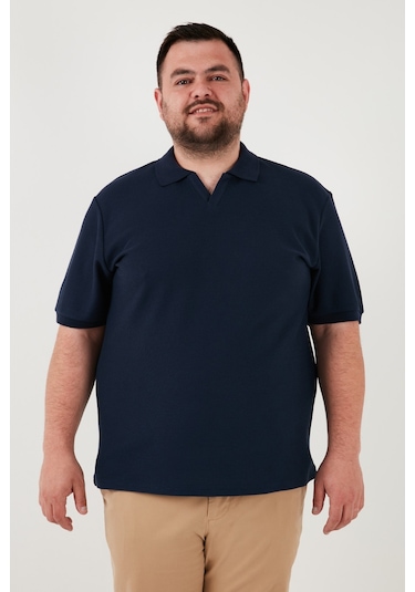 Buratti Büyük Beden Pamuklu Regular Fit Erkek Polo Yaka T Shirt 5902729B Indigo