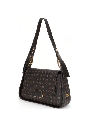 Bilik Deri Monogram Siyah Kadın Omuz Çantası Riv 122-mn 001