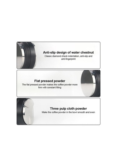 Pazly 53mm Paslanmaz Çelik Kahve Dağıtıcı & Sıkıştırıcı - 2 Başlık, Ayarlanabilir Yükseklik, Anti-kaymaz Desenli Espresso Aksesuarı Siyah Siyah