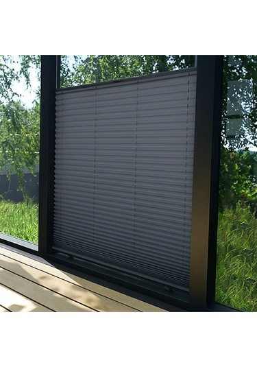 Perdema Kancalı/vidalı Blackout Plise Karartma Cam Balkon Perdesi - Ofis Perdesi - Mutfak Perdesi - Salon Antrasit V05