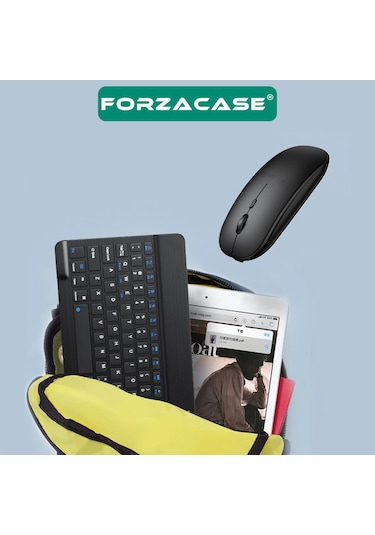 Forzacase Samsung Galaxy Tab A9 Plus Uyumlu Bluetooth Kablosuz Klavye Mouse + Tablet Standı - Fc1088 -