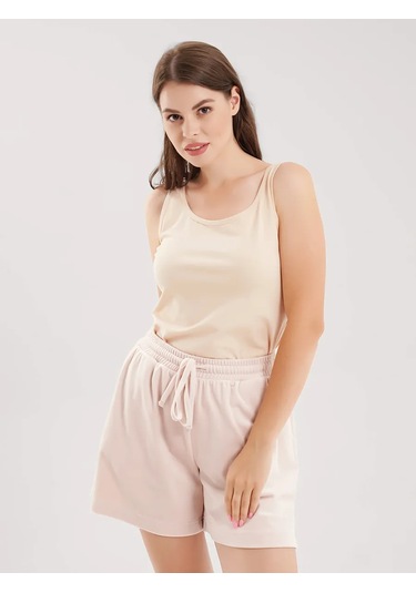 Clever Wear Pamuklu Geniş Askılı Atlet 74620854 Açık Bej