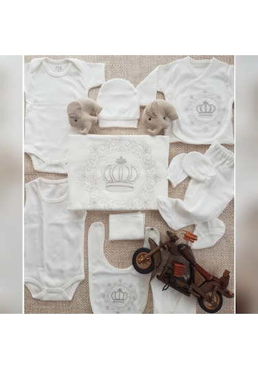 Zıpır Baby Erkek Bebek 10 Parça Taç İşlemeli Hastane Çıkışı Seti Çok Renkli