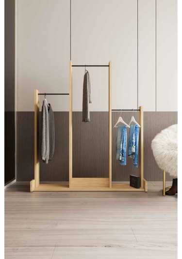 Decormet Salvitor 3lü Elbise Askısı Safir Meşe Çok Renkli