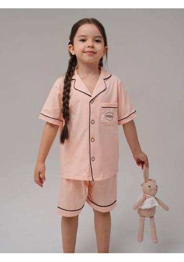 Tıt'kids Pamuklu Örme Gömlek Ve Şortlu Pijama 151545608 AÇIK PEMBE