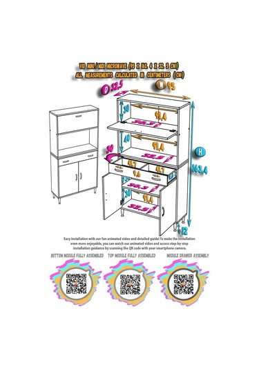 Modilayn Vio 95x163,4x32.5 Cm Çekmeceli, Kapaklı, Ekmeklikli. Mini/midi Mikrodalga Mutfak Dolabı Beyaz Modilayn Vio 95x163,4x32.5 Cm Çekmeceli, Kapaklı, Ekmeklikli. Mini/midi Mikrodalga Mutfak Dolabı Beyaz