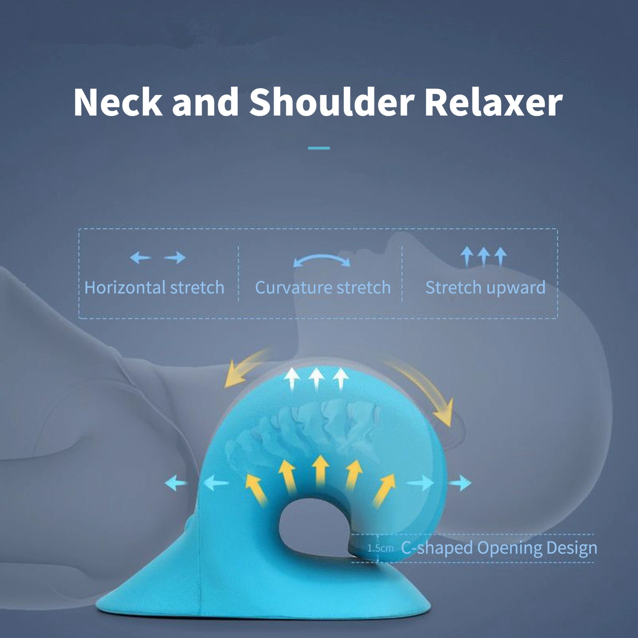 Lemestar Mavi Boya Kollu Boyun Egzersiz Cihazı, Boyun Ağrısı Giderici, Boyun Ve Omuz Kaslarını Gevşeten, Doğal Boyun Eğrisini Geri Yükleyen Masajlı Boyun Stretcher Yastığı Mavi