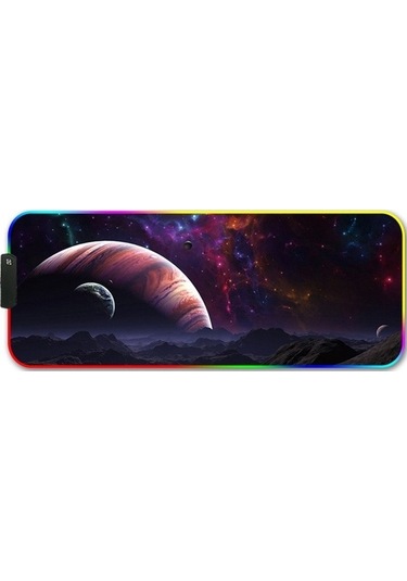 Ebitda 350x900x4mm Kauçuk Rgb Işıklı Yıldızlı Mouse Pad F-01 Kumaş Altı, Kaymaz, Termal Transfer, Yarı Parlak-yapışkan Doku Geniş Yıldızlı Gökyüzü