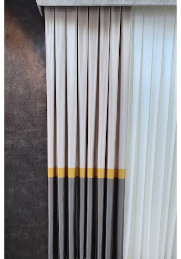 Vita Fon Perde Krem Gold Taş Vizon Renk Krem