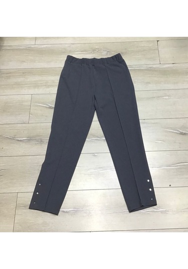 Scuba Yanlardan Cepli Önü Dikişli Paçası Çakmalı Beli Lastikli Büyük Beden Pantolon Gri