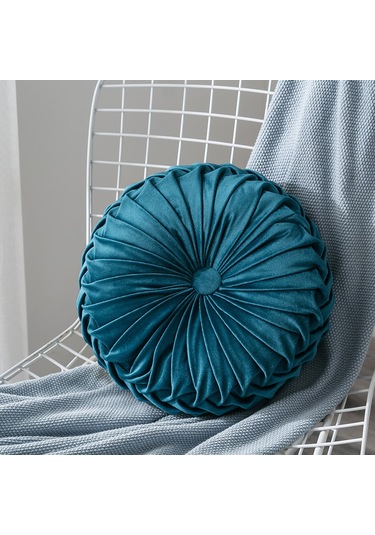 Atmak Yastık El Dikişli Pilili 3d Hollandalı Kadife Kabak 40cm-1 Ekru